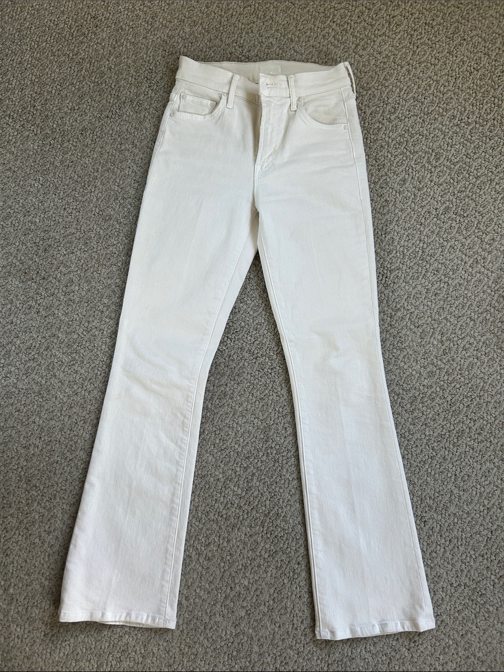 MOTHER Cream Straight Denim Jeans